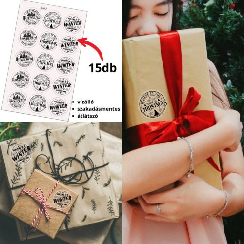 Matrica - Átlátszó karácsonyi matrica 15db/lap