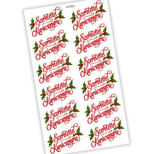 Matrica - Ajándékcsomagra matrica Szeretettel Karácsonyra 12db/lap