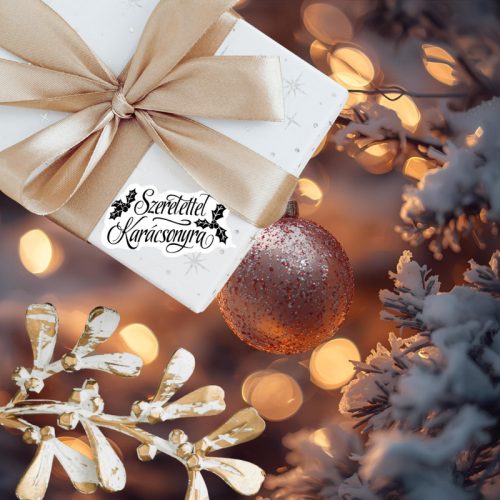 Matrica -Ajándékcsomagra matrica Szeretettel K. - átlátszó 12db/lap