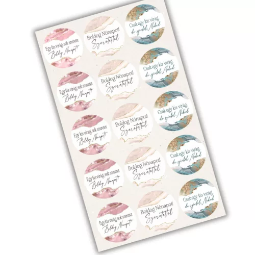 Matrica - Nőnapi márványos matricák 15db/lap 