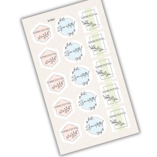 Matrica - Szeretettel pasztell matricák 15db/lap