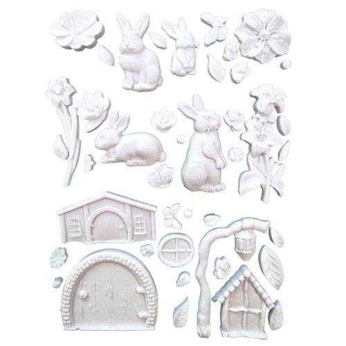 Szilikon öntőforma A5 - Nyuszi és virágok