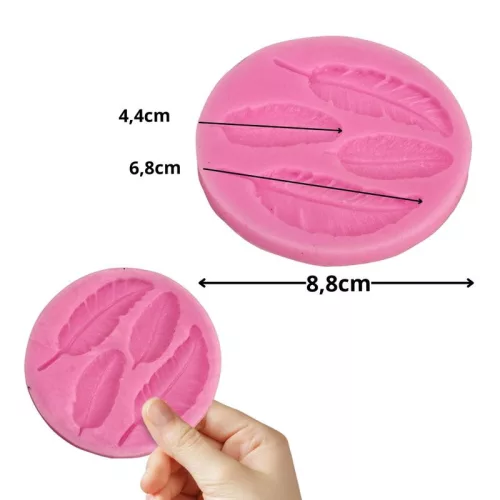 Szilikon kerek forma vegyes madártoll rózsaszín